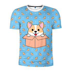 Мужская футболка 3D спортивная с принтом КОРГИ в Белгороде, 100% полиэстер с улучшенными характеристиками | приталенный силуэт, круглая горловина, широкие плечи, сужается к линии бедра | dog | dogs | весёлые собачки | еда | корги | корги с пиццей | косточка | кость | милые собачки | пицца | прикольные собачки | собаки | собачки