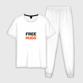 Мужская пижама хлопок с принтом free,hugs,бесплатные,обнимашки в Белгороде, 100% хлопок | брюки и футболка прямого кроя, без карманов, на брюках мягкая резинка на поясе и по низу штанин
 | 