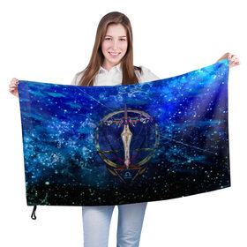 Флаг 3D с принтом весы, космос, знак зодиака в Белгороде, 100% полиэстер | плотность ткани — 95 г/м2, размер — 67 х 109 см. Принт наносится с одной стороны | 