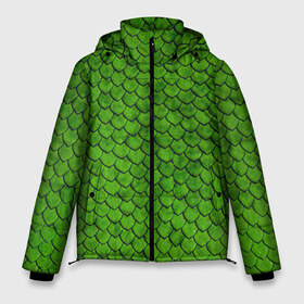 Мужская зимняя куртка 3D с принтом зелёная чешуя в Белгороде, верх — 100% полиэстер; подкладка — 100% полиэстер; утеплитель — 100% полиэстер | длина ниже бедра, свободный силуэт Оверсайз. Есть воротник-стойка, отстегивающийся капюшон и ветрозащитная планка. 

Боковые карманы с листочкой на кнопках и внутренний карман на молнии. | Тематика изображения на принте: чешуя | чешуя ящерицы