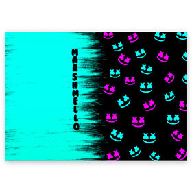 Поздравительная открытка с принтом Marshmello в Белгороде, 100% бумага | плотность бумаги 280 г/м2, матовая, на обратной стороне линовка и место для марки
 | fortnite | game | marshmello | диджей | игра | маршмелло | маршмеллоу | маршмелоу | музыка | неон | текстура | фортнайт