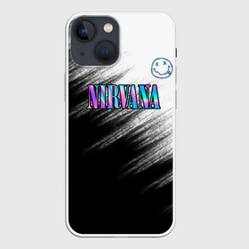 Чехол для iPhone 13 mini с принтом nirvana в Белгороде,  |  | nirvana | абстракция | брызги | градиент | звук | кино | кобейн | краска | курт | курт кобейн | музыка | неон | нирвана | полосы | потерялся | рок | рок группа | смайлик | текстура | улыбка | черно белое