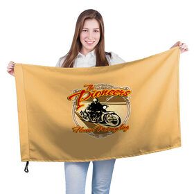 Флаг 3D с принтом Hoosier Motorcycling в Белгороде, 100% полиэстер | плотность ткани — 95 г/м2, размер — 67 х 109 см. Принт наносится с одной стороны | motorcycle | байкеры | мотоциклы | пионеры
