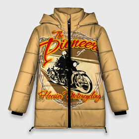 Женская зимняя куртка 3D с принтом Hoosier Motorcycling в Белгороде, верх — 100% полиэстер; подкладка — 100% полиэстер; утеплитель — 100% полиэстер | длина ниже бедра, силуэт Оверсайз. Есть воротник-стойка, отстегивающийся капюшон и ветрозащитная планка. 

Боковые карманы с листочкой на кнопках и внутренний карман на молнии | motorcycle | байкеры | мотоциклы | пионеры