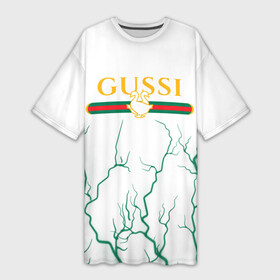 Платье-футболка 3D с принтом GUSSI   ГУСИ в Белгороде,  |  | anti | antibrand | brand | fashion | gucci | gusi | gussi | logo | meme | memes | анти | антибренд | бренд | гуси | гуччи | забавные | лого | логотип | мем | мемы | мода | прикол | приколы | прикольные | символ