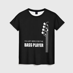 Женская футболка 3D с принтом BASS PLAYER (GUITAR) в Белгороде, 100% полиэфир ( синтетическое хлопкоподобное полотно) | прямой крой, круглый вырез горловины, длина до линии бедер | guitar | nick senpai | бас | бас гитара | гитара | марченко | никита марченко