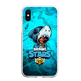 Чехол для iPhone XS Max матовый с принтом BRAWL STARS LEON SHARK в Белгороде, Силикон | Область печати: задняя сторона чехла, без боковых панелей | brawl | brawl stars | brawlstars | crow | fire | flame | game | leon | loen | phoenix | shark | star | stars | акула | бравл | браво | вода | звезда | звезды | игра | леон | огонь | пламя | стар | старс | феникс