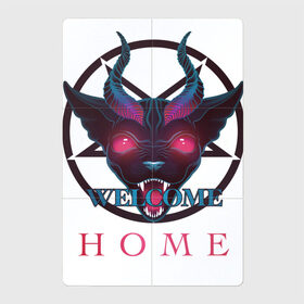 Магнитный плакат 2Х3 с принтом Welcome home в Белгороде, Полимерный материал с магнитным слоем | 6 деталей размером 9*9 см | demon | devil | hell | home | welcome | готика | демон | дьявол | кот | надпись | пентаграмма | рога | сфинкс | черт