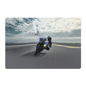 Магнитный плакат 3Х2 с принтом Yamaha в Белгороде, Полимерный материал с магнитным слоем | 6 деталей размером 9*9 см | Тематика изображения на принте: clouds | helmet | motorcycle | racer | road | route | sky | speed | yamaha | гонщик | дорога | мотоцикл | небо | облака | скорость | трасса | шлем