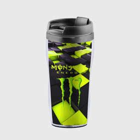 Термокружка-непроливайка с принтом MONSTER ENERGY в Белгороде, внутренняя часть — пищевой пластик, наружная часть — прозрачный пластик, между ними — полиграфическая вставка с рисунком | объем — 350 мл, герметичная крышка | energy | monster energy | кофеин | монстр | монстр энерджи | напиток | таурин | энергетик | энергетический напиток