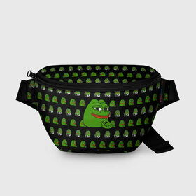 Поясная сумка 3D с принтом Frog Pepe в Белгороде, 100% полиэстер | плотная ткань, ремень с регулируемой длиной, внутри несколько карманов для мелочей, основное отделение и карман с обратной стороны сумки застегиваются на молнию | meme | жаба | звук | лягушка | майнкрафт | мем | пепа | пепе | скин
