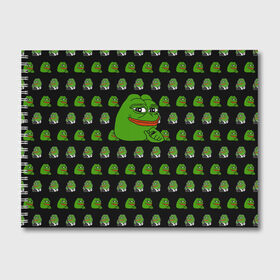 Альбом для рисования с принтом Frog Pepe в Белгороде, 100% бумага
 | матовая бумага, плотность 200 мг. | Тематика изображения на принте: meme | жаба | звук | лягушка | майнкрафт | мем | пепа | пепе | скин