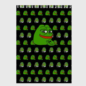Скетчбук с принтом Frog Pepe в Белгороде, 100% бумага
 | 48 листов, плотность листов — 100 г/м2, плотность картонной обложки — 250 г/м2. Листы скреплены сверху удобной пружинной спиралью | Тематика изображения на принте: meme | жаба | звук | лягушка | майнкрафт | мем | пепа | пепе | скин