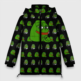 Женская зимняя куртка 3D с принтом Frog Pepe в Белгороде, верх — 100% полиэстер; подкладка — 100% полиэстер; утеплитель — 100% полиэстер | длина ниже бедра, силуэт Оверсайз. Есть воротник-стойка, отстегивающийся капюшон и ветрозащитная планка. 

Боковые карманы с листочкой на кнопках и внутренний карман на молнии | meme | жаба | звук | лягушка | майнкрафт | мем | пепа | пепе | скин