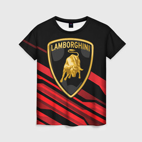 Женская футболка 3D с принтом  Lamborghini в Белгороде, 100% полиэфир ( синтетическое хлопкоподобное полотно) | прямой крой, круглый вырез горловины, длина до линии бедер | aventador | centenario | countach | lamborghini huracan | performante | sian | urus | veneno | ламба | ламборгини | ламборджини | челлендж