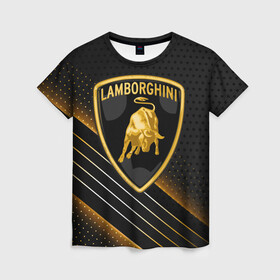 Женская футболка 3D с принтом  Lamborghini в Белгороде, 100% полиэфир ( синтетическое хлопкоподобное полотно) | прямой крой, круглый вырез горловины, длина до линии бедер | aventador | centenario | countach | lamborghini huracan | performante | sian | urus | veneno | ламба | ламборгини | ламборджини | челлендж