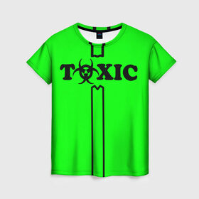 Женская футболка 3D с принтом toxic в Белгороде, 100% полиэфир ( синтетическое хлопкоподобное полотно) | прямой крой, круглый вырез горловины, длина до линии бедер | toxic | противогаз | токсик | токсичный | ядовитый