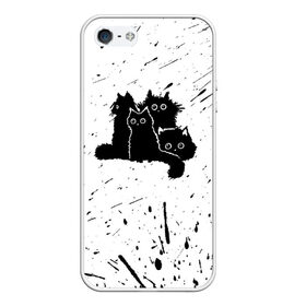 Чехол для iPhone 5/5S матовый с принтом Черные котейки в Белгороде, Силикон | Область печати: задняя сторона чехла, без боковых панелей | baby | cat | cute | kitty | аниме | анимешные | брызги красок | глаза | детям | животные | зверек | кавайный | киска | кот | котята | кошак | кошечка | кошка | малыши | милые | мордочка | няшные | прикольные