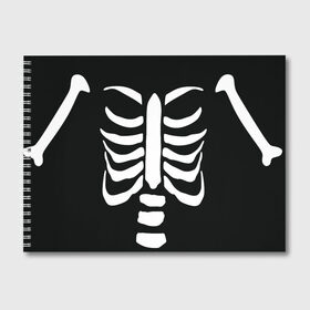 Альбом для рисования с принтом СКЕЛЕТ в Белгороде, 100% бумага
 | матовая бумага, плотность 200 мг. | halloween | skeleton | кости | скелет | хэллоуин