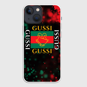 Чехол для iPhone 13 mini с принтом GUSSI   ГУСИ в Белгороде,  |  | anti | antibrand | brand | fashion | gucci | gusi | gussi | logo | meme | memes | анти | антибренд | бренд | гуси | гуччи | забавные | лого | логотип | мем | мемы | мода | прикол | приколы | прикольные | символ