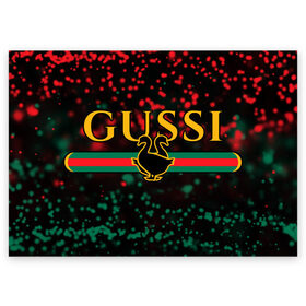 Поздравительная открытка с принтом GUSSI / ГУСИ в Белгороде, 100% бумага | плотность бумаги 280 г/м2, матовая, на обратной стороне линовка и место для марки
 | Тематика изображения на принте: anti | antibrand | brand | fashion | gucci | gusi | gussi | logo | meme | memes | анти | антибренд | бренд | гуси | гуччи | забавные | лого | логотип | мем | мемы | мода | прикол | приколы | прикольные | символ