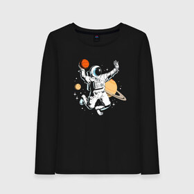 Женский лонгслив хлопок с принтом Space bascetball в Белгороде, 100% хлопок |  | ball | bascetball | cosmonaut | cosmos | gloves | moon | saturn | space | spacesuit | star | баскетбол | звезда | космонавт | луна | мяч | перчатки | пространство | сатурн | скафандр