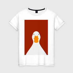 Женская футболка хлопок с принтом Утка в Белгороде, 100% хлопок | прямой крой, круглый вырез горловины, длина до линии бедер, слегка спущенное плечо | иллюстрация | мем | мемы | рисунок | смешно | современно | утка
