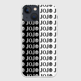 Чехол для iPhone 13 mini с принтом Логотип джо джо паттерн черно белый в Белгороде,  |  | anime | jojo | jojo’s bizarre adventure | аниме | анимэ | биззаре адвенчер | джо | джо джо | джоджо | джонатан джостар | дзёсукэ хигасиката | дзётаро кудзё | жожо | игги | кира | лого | манга | невероятные приключения