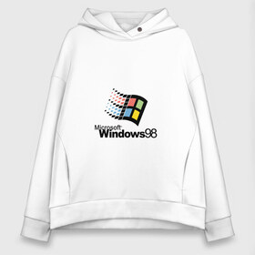 Женское худи Oversize хлопок с принтом Windows 98 в Белгороде, френч-терри — 70% хлопок, 30% полиэстер. Мягкий теплый начес внутри —100% хлопок | боковые карманы, эластичные манжеты и нижняя кромка, капюшон на магнитной кнопке | microsoft | windows | windows98 | виндовс | майкрософт