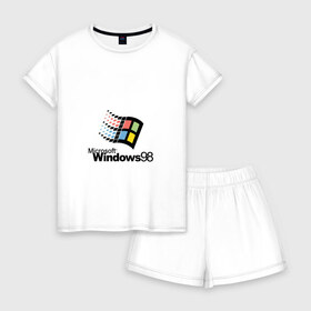 Женская пижама с шортиками хлопок с принтом Windows 98 в Белгороде, 100% хлопок | футболка прямого кроя, шорты свободные с широкой мягкой резинкой | microsoft | windows | windows98 | виндовс | майкрософт