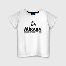 Детская футболка хлопок с принтом MIKASA SPORTS в Белгороде, 100% хлопок | круглый вырез горловины, полуприлегающий силуэт, длина до линии бедер | beach | mikasa | voleybal | volleyball | волебол | волейбол | волейболист | волейболистка | воллейбол | микаса | пляжный