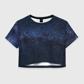 Женская футболка Crop-top 3D с принтом звездное небо в Белгороде, 100% полиэстер | круглая горловина, длина футболки до линии талии, рукава с отворотами | neon | space | stars | звезды | млечный путь
