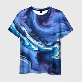 Мужская футболка 3D с принтом Абстрактные волны в Белгороде, 100% полиэфир | прямой крой, круглый вырез горловины, длина до линии бедер | абстракция | акрил | волны | градиент | тай дай
