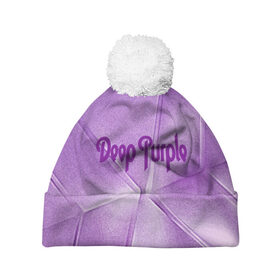 Шапка 3D c помпоном с принтом Deep Purple в Белгороде, 100% полиэстер | универсальный размер, печать по всей поверхности изделия | deep | logo | purple | rock | whoosh | группа | знаменитости | лого | надпись | рок | текст