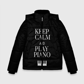 Зимняя куртка для мальчиков 3D с принтом Keep calm and play piano в Белгороде, ткань верха — 100% полиэстер; подклад — 100% полиэстер, утеплитель — 100% полиэстер | длина ниже бедра, удлиненная спинка, воротник стойка и отстегивающийся капюшон. Есть боковые карманы с листочкой на кнопках, утяжки по низу изделия и внутренний карман на молнии. 

Предусмотрены светоотражающий принт на спинке, радужный светоотражающий элемент на пуллере молнии и на резинке для утяжки | Тематика изображения на принте: keep calm and play piano | piano | клавиши | музыка | музыкант | пианисты | фортепиано