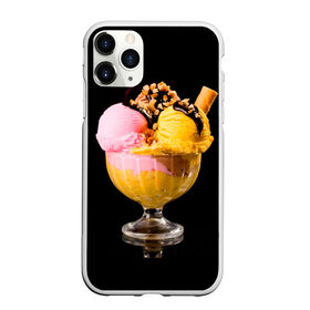 Чехол для iPhone 11 Pro Max матовый с принтом Мороженое в Белгороде, Силикон |  | Тематика изображения на принте: мороженое | сладости | стакан | чёрный | шоколад