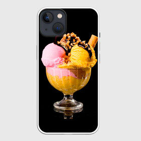 Чехол для iPhone 13 с принтом Мороженое в Белгороде,  |  | мороженое | сладости | стакан | чёрный | шоколад