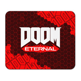 Коврик для мышки прямоугольный с принтом DOOM ETERNAL / ДУМ ЭТЕРНАЛ в Белгороде, натуральный каучук | размер 230 х 185 мм; запечатка лицевой стороны | bfg | brutal | doom | eternal | ethernal | game | games | logo | дум | игра | игры | лого | логотип | логотипы | символ | символы | этернал