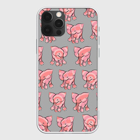 Чехол для iPhone 12 Pro Max с принтом РОЗОВЫЕ СЛОНИКИ ПАТТЕРН в Белгороде, Силикон |  | бесшовный паттерн | животные. слоны | милота | нежнятина | серый | слоники. розовый