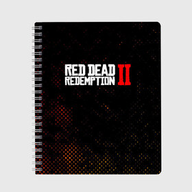 Тетрадь с принтом RED DEAD REDEMPTION 2 в Белгороде, 100% бумага | 48 листов, плотность листов — 60 г/м2, плотность картонной обложки — 250 г/м2. Листы скреплены сбоку удобной пружинной спиралью. Уголки страниц и обложки скругленные. Цвет линий — светло-серый
 | dead | game | games | logo | rdr | rdr2 | red | red dead redemption 2 | redemption | дед | игра | игры | лого | логотип | логотипы | рдр | рдр2 | ред | редемпшен | редемпшн | символ | символы