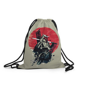 Рюкзак-мешок 3D с принтом Samurai man в Белгороде, 100% полиэстер | плотность ткани — 200 г/м2, размер — 35 х 45 см; лямки — толстые шнурки, застежка на шнуровке, без карманов и подкладки | бамбук | катана | сакура | самурай | япония
