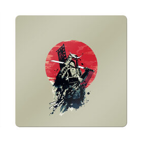 Магнит виниловый Квадрат с принтом Samurai man в Белгороде, полимерный материал с магнитным слоем | размер 9*9 см, закругленные углы | бамбук | катана | сакура | самурай | япония