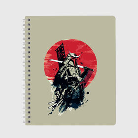 Тетрадь с принтом Samurai man в Белгороде, 100% бумага | 48 листов, плотность листов — 60 г/м2, плотность картонной обложки — 250 г/м2. Листы скреплены сбоку удобной пружинной спиралью. Уголки страниц и обложки скругленные. Цвет линий — светло-серый
 | Тематика изображения на принте: бамбук | катана | сакура | самурай | япония