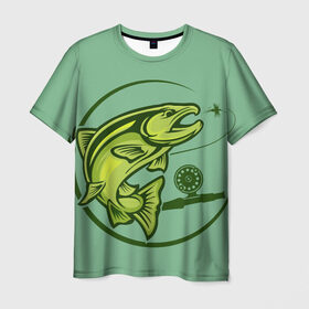Мужская футболка 3D с принтом Large fish в Белгороде, 100% полиэфир | прямой крой, круглый вырез горловины, длина до линии бедер | океан | рыбалка | рыбы | спининг