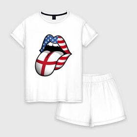 Женская пижама с шортиками хлопок с принтом Английский Язык в Белгороде, 100% хлопок | футболка прямого кроя, шорты свободные с широкой мягкой резинкой | american | england | english | usa | английский язык | англия | переводчик | сша | тренд | язык
