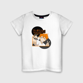 Детская футболка хлопок с принтом haikyuu в Белгороде, 100% хлопок | круглый вырез горловины, полуприлегающий силуэт, длина до линии бедер | anime. волейбол | haikyuu | аниме | тобио кагеяма | харуити фурудатэ | шоё хината