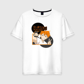 Женская футболка хлопок Oversize с принтом haikyuu в Белгороде, 100% хлопок | свободный крой, круглый ворот, спущенный рукав, длина до линии бедер
 | anime. волейбол | haikyuu | аниме | тобио кагеяма | харуити фурудатэ | шоё хината