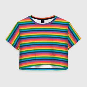 Женская футболка Crop-top 3D с принтом Радужный флаг в Белгороде, 100% полиэстер | круглая горловина, длина футболки до линии талии, рукава с отворотами | Тематика изображения на принте: pride | rainbow | tiktok | мем | оля тыква | подсяду | прайд | привет | привет я подсяду | радуга | радужный флаг | тик ток | тикток | феминизм | феминитивы | я подсяду