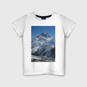 Детская футболка хлопок с принтом Эверест в Белгороде, 100% хлопок | круглый вырез горловины, полуприлегающий силуэт, длина до линии бедер | вершина | возвышеность | гора | холм | эверест