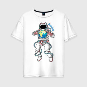 Женская футболка хлопок Oversize с принтом Elon Musk в Белгороде, 100% хлопок | свободный крой, круглый ворот, спущенный рукав, длина до линии бедер
 | astronaut | celebrity | cosmonaut | cosmos | genius | gloves | planet | space | spacesuit | гений | знаменитость | космонавт | космос | перчатки | планета | скафандр